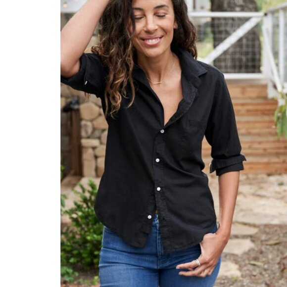 Frank & Eileen Barry Button Down Featherweight in Black Sz M - Picture 1 of 7